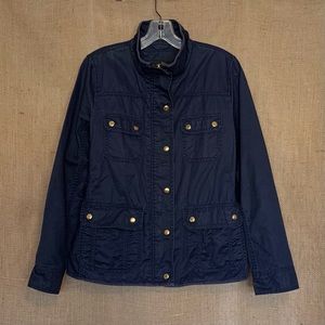 J. Crew Barn Coat Waxed Jacket Navy Dark Blue Medium